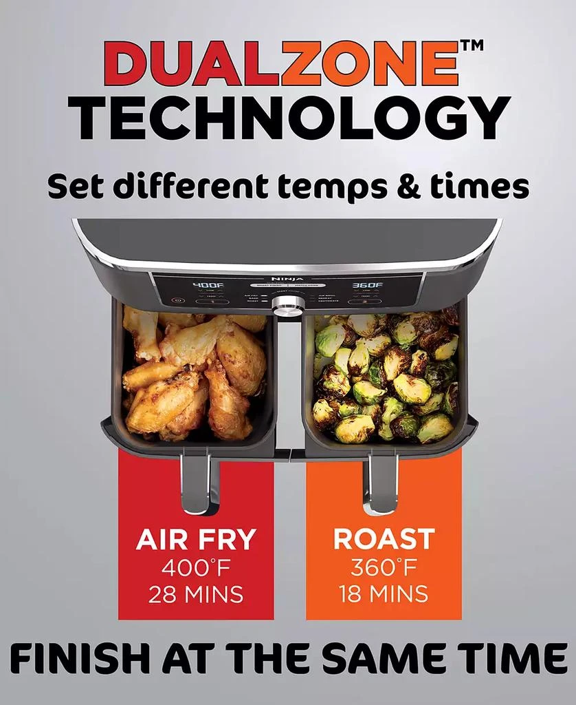 Foodi® DZ401 6-in-1 10-qt. XL 2-Basket Air Fryer with DualZone™ Technology- Air Fry, Broil, Roast, Dehydrate, Reheat and Bake, Family Sized 商品