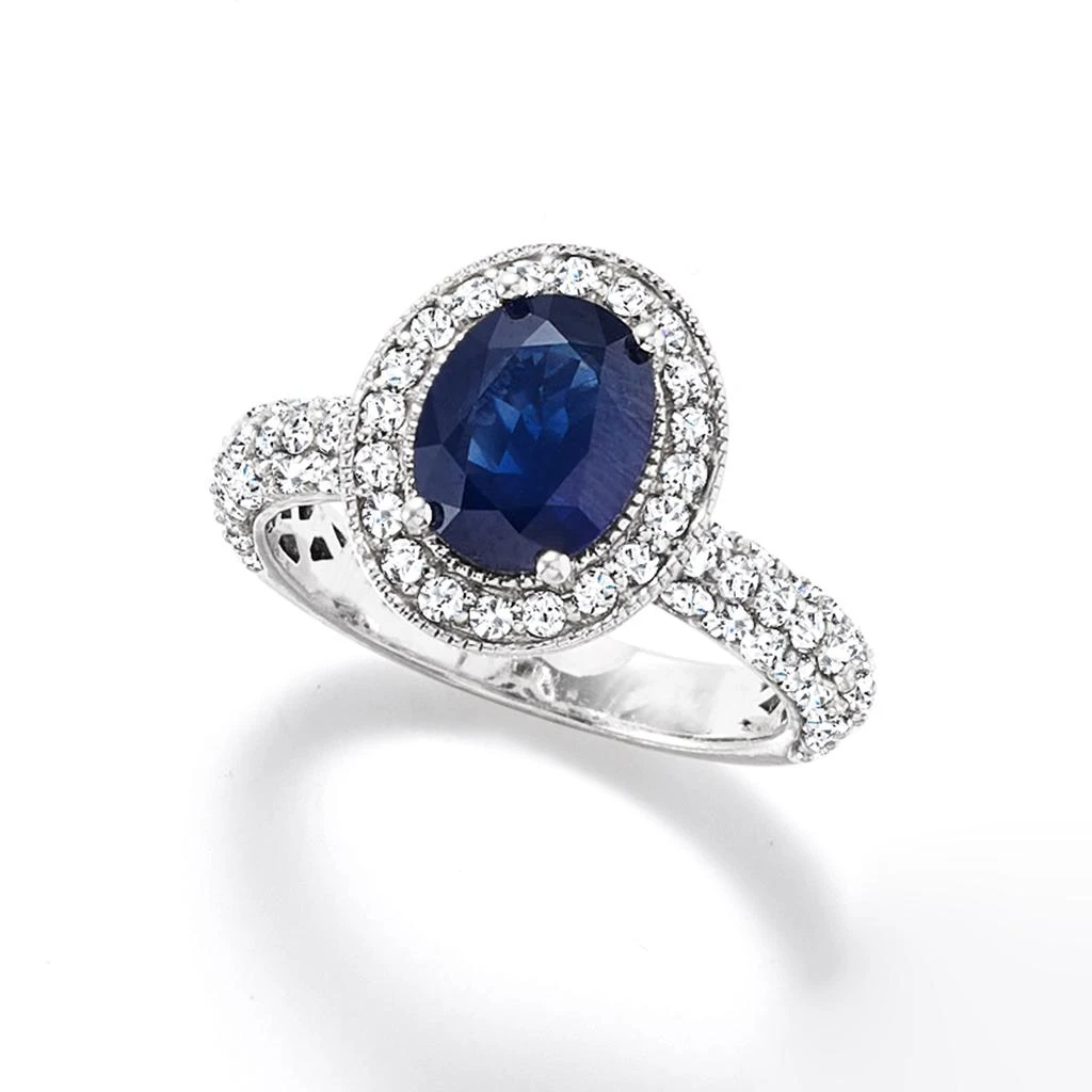 商品Ross-Simons|Sapphire and Diamond Ring in 14kt White Gold,价格¥17826,第4张图片详细描述