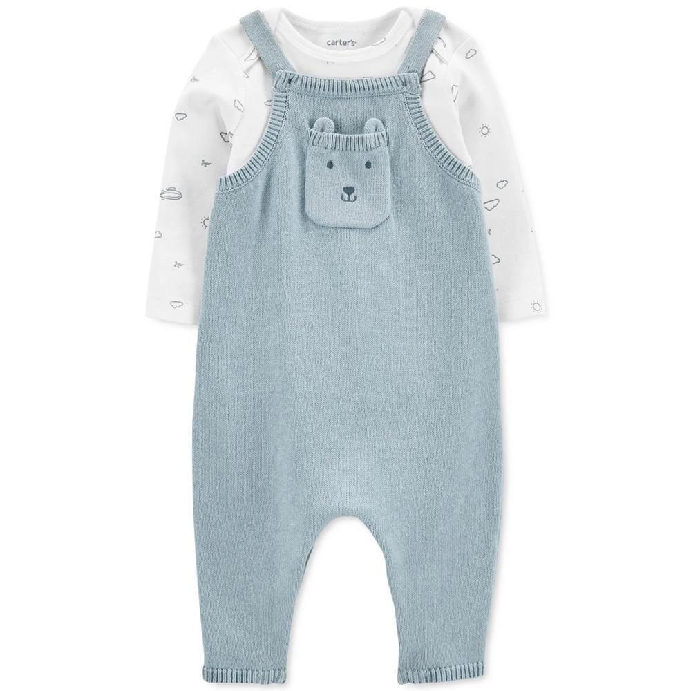 商品Carter's|Baby Boys Long Sleeved Top and Coverall with Bear Pocket 2 Piece Set,价格¥153,第1张图片