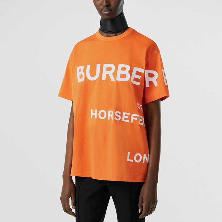 商品[国内直发] Burberry|博柏利  SS22 Logo印花拼色圆领短袖 T恤 女款 橙色,价格¥1719,第5张图片详细描述