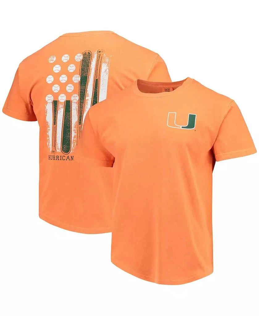 商品Image One|Men's Orange Miami Hurricanes Baseball Flag Comfort Colors T-shirt,价格¥239,第1张图片