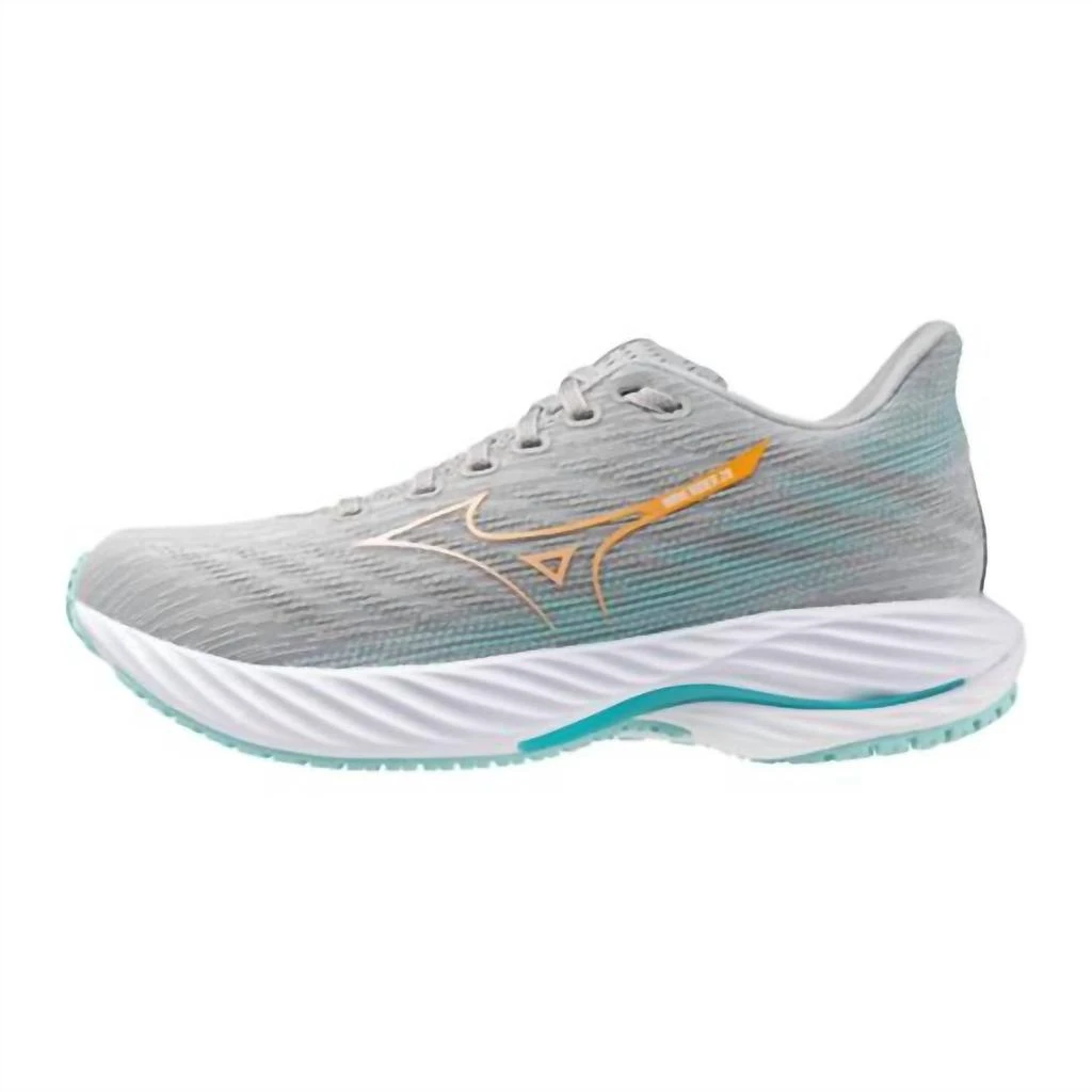商品Mizuno|Women's Wave Rider 28 Shoes In Harbor Mist-White,价格¥600,第2张图片详细描述