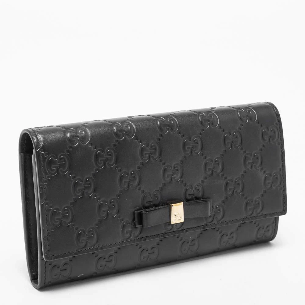 商品[二手商品] Gucci|Gucci Black Guccissima Leather Bow Flap Continental Wallet,价格¥2312,第4张图片详细描述