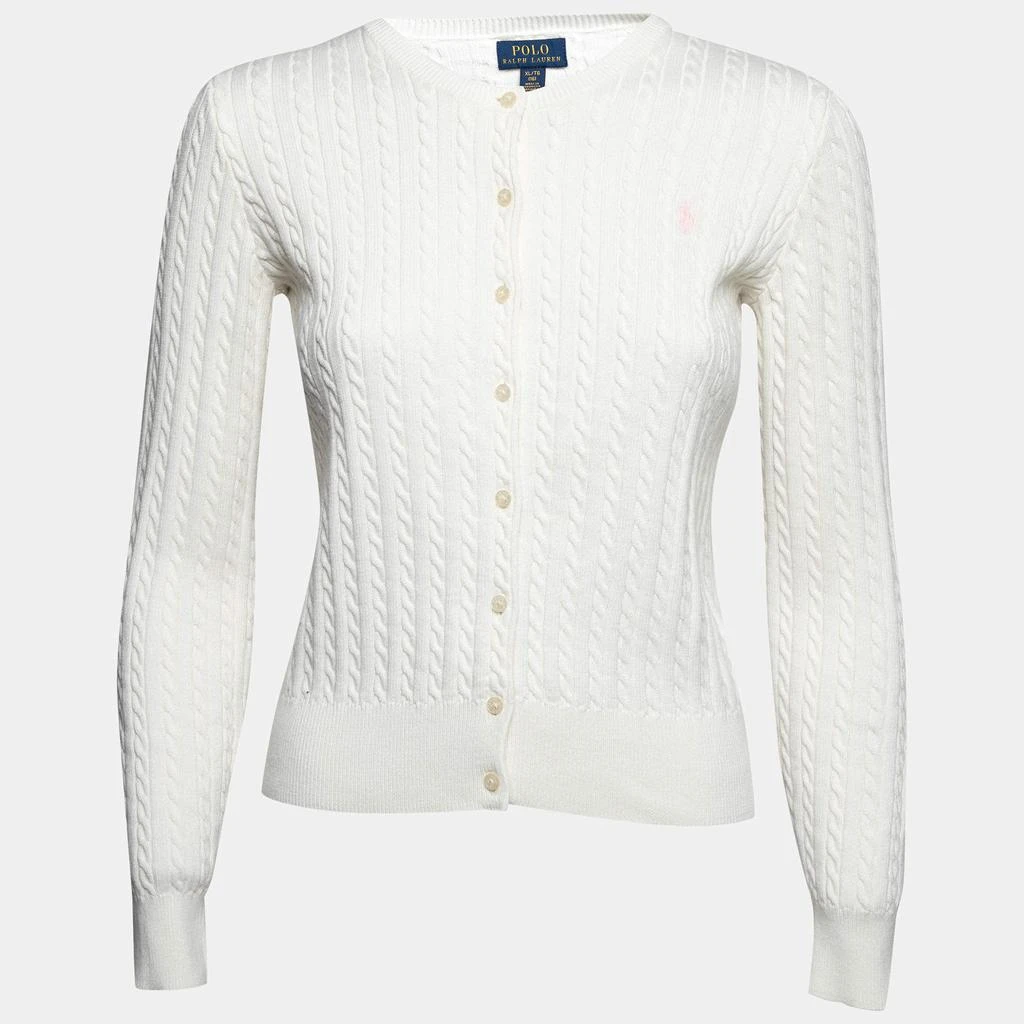 商品[二手商品] Ralph Lauren|Polo Ralph Lauren Off White Cable Knit Button Front Cardigan XL,价格¥944,第1张图片