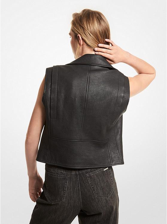 Pebbled Leather Moto Vest商品第2张图片规格展示