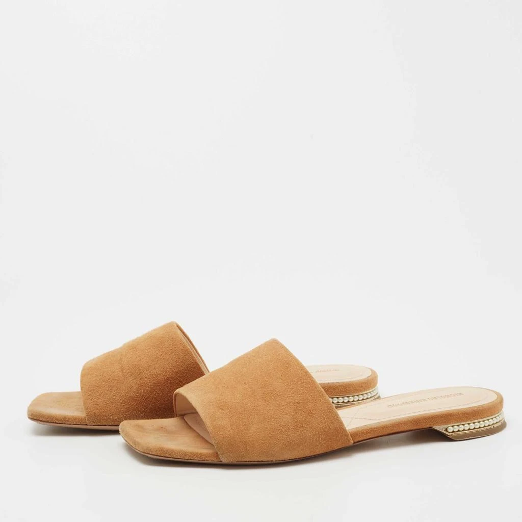 商品[二手商品] Nicholas Kirkwood|Nicholas Kirkwood Tan Suede Pearl Embellished Flat Slides Size 36,价格¥924,第2张图片详细描述