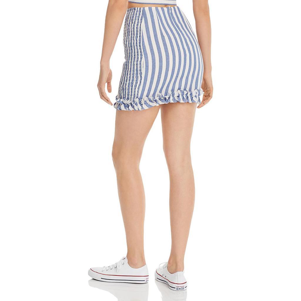 商品AQUA|Aqua Womens Smocked Striped Mini Skirt,价格¥52-¥67,第4张图片详细描述