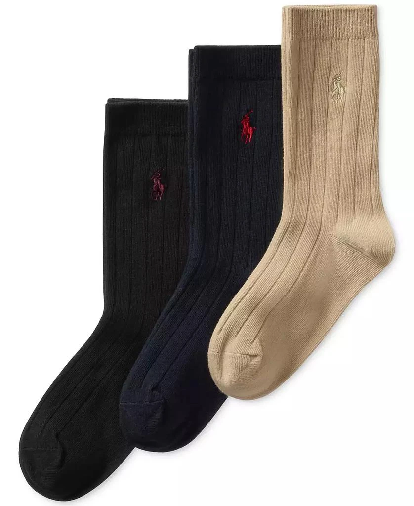 商品Ralph Lauren|Little & Big Boys Wide Rib Slack Socks, 3-Pack,价格¥148,第1张图片