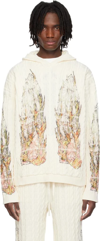 商品Who Decides War|Off-White Flame Glass Cable Knit Hoodie,价格¥1994,第1张图片