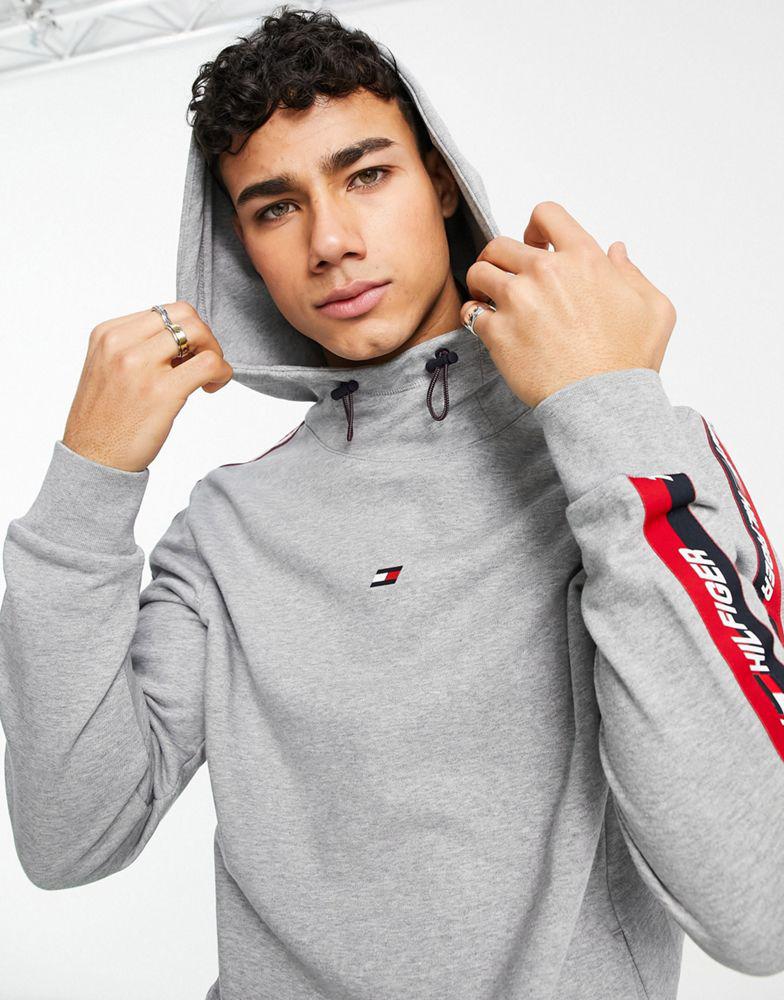 Tommy Hilfiger performance hoodie with taping in grey商品第1张图片规格展示