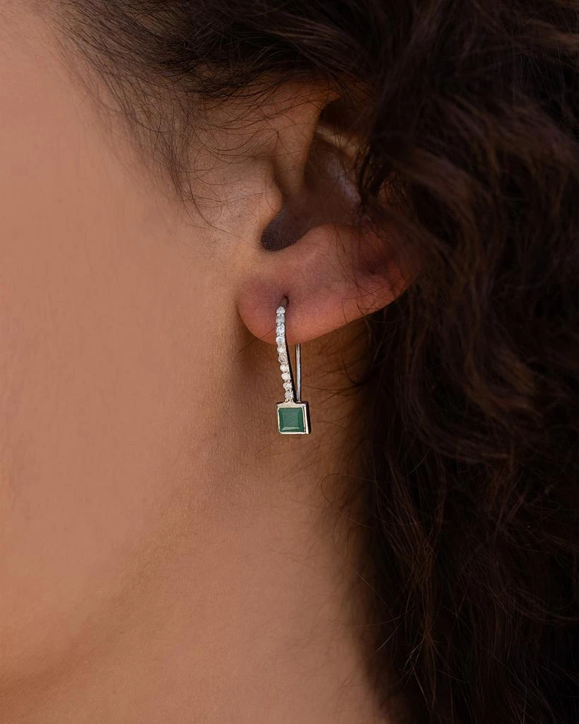 商品Sheryl Lowe|Emerald Drop French Hook Earrings with Diamonds,价格¥3089,第2张图片详细描述