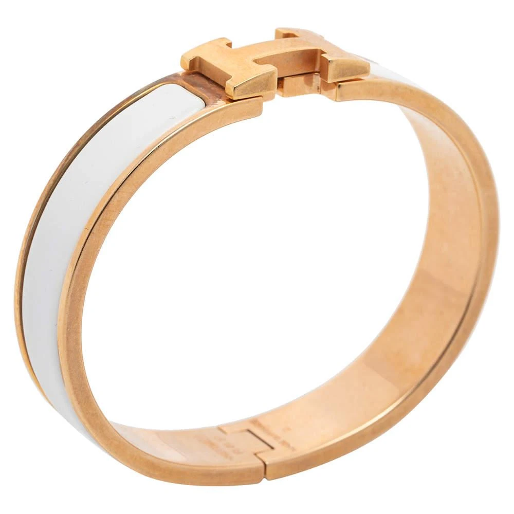 商品[二手商品] Hermes|Hermes White Enamel Gold Plated Clic H Bracelet,价格¥2943,第2张图片详细描述
