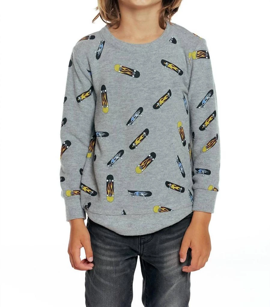 商品Chaser|Boys Bliss Knit Crew Neck Pullover in Heather Grey,价格¥309,第1张图片