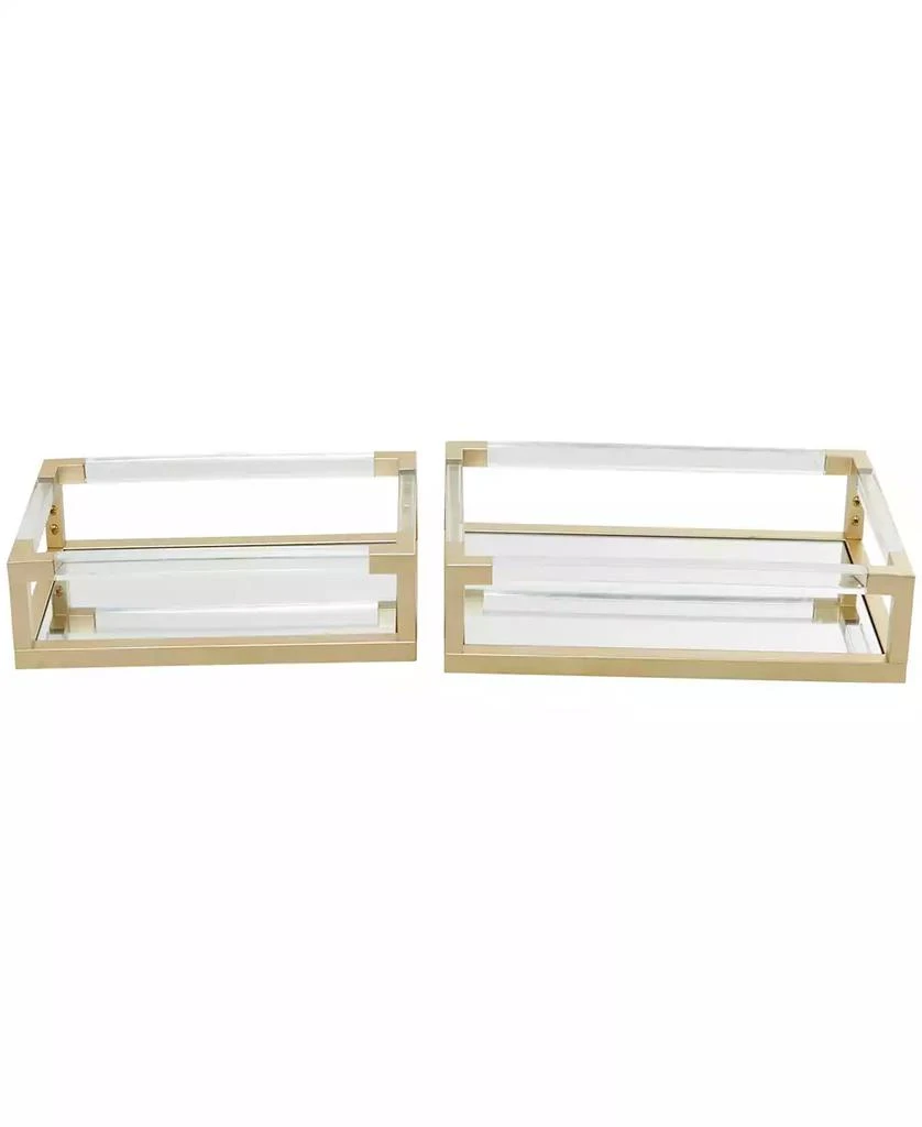 商品CosmoLiving|by Cosmopolitan Metal Mirrored Tray with Acrylic Handles, Set of 2, 20", 18" W,价格¥1514,第1张图片