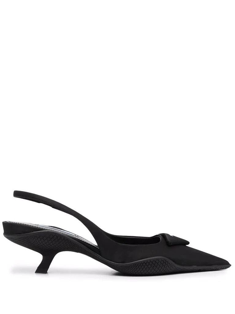 商品Prada|PRADA triangle logo plaque slingback pumps,价格¥6041,第1张图片