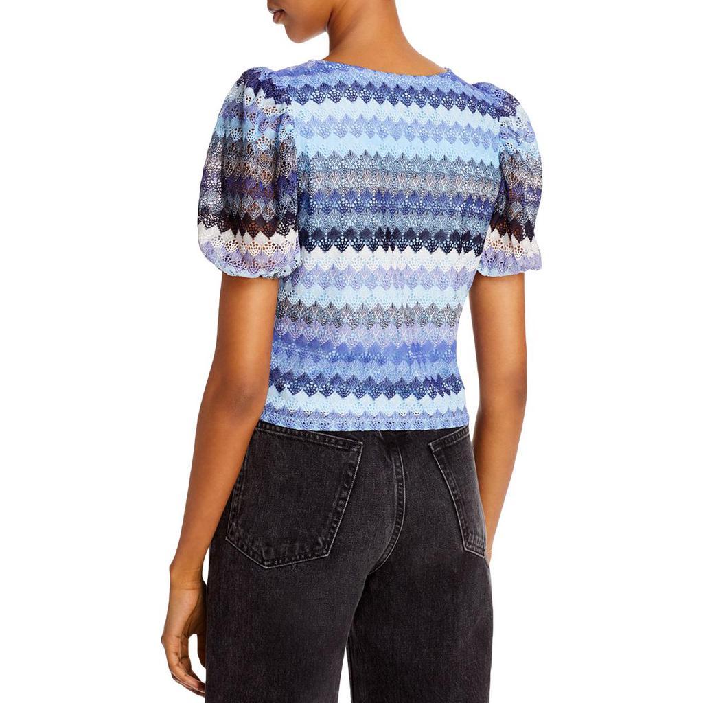商品AQUA|Aqua Womens Crochet Puff Sleeves Blouse,价格¥58,第4张图片详细描述