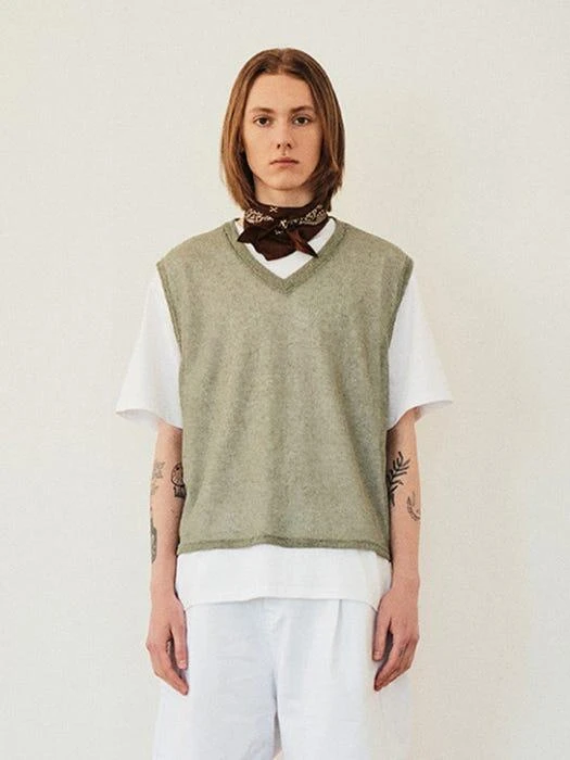 商品GAC|Linen Chain Vest (Khaki),价格¥470,第1张图片