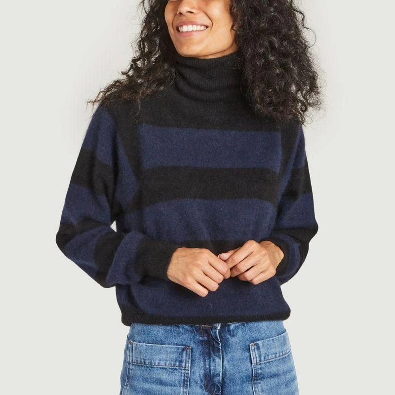 商品MAJESTIC FILATURES|Long-sleeved turtleneck sweater Noir Marine Majestic Filatures,价格¥2221,第1张图片