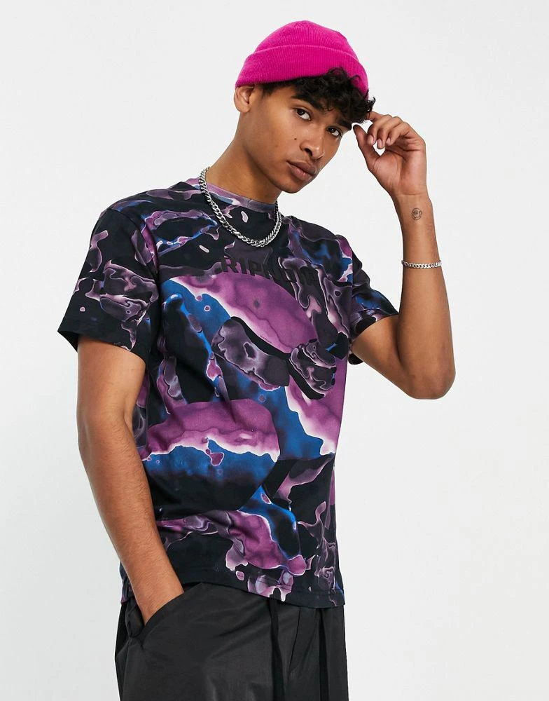 商品Rip N Dip|RIPNDIP ultralight beam t-shirt in black with all over art print and rubber logo,价格¥325,第1张图片