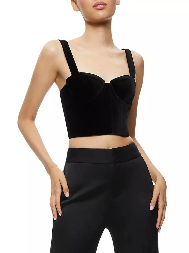 商品Alice + Olivia|Jeanna Velvet Cropped Bustier Top,价格¥995,第4张图片详细描述
