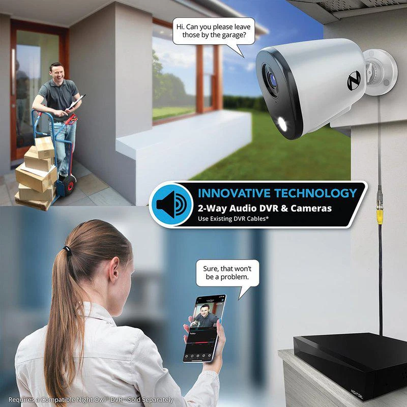 商品Night Owl|Wired 4K Deterrence Security Cameras With 2-Way Audio 2 Pack,价格¥1300,第2张图片详细描述