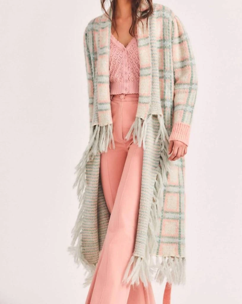 商品LOVESHACKFANCY|Avie Plaid Duster In Magnolia Pink Plaid,价格¥1511,第1张图片