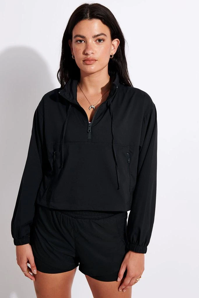 商品Girlfriend Collective|Hummingbird Half Zip Windbreaker - Black,价格¥590,第1张图片