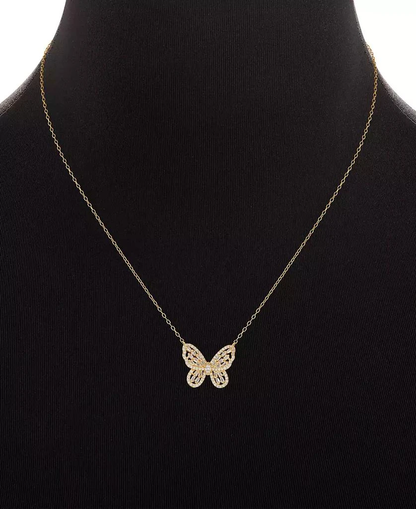 商品Holiday Lane|Cubic Zirconia Butterfly Pendant Necklace in 18k Gold-Plated Sterling Silver, 16" + 2" extender, Created for Macy's,价格¥151,第2张图片详细描述