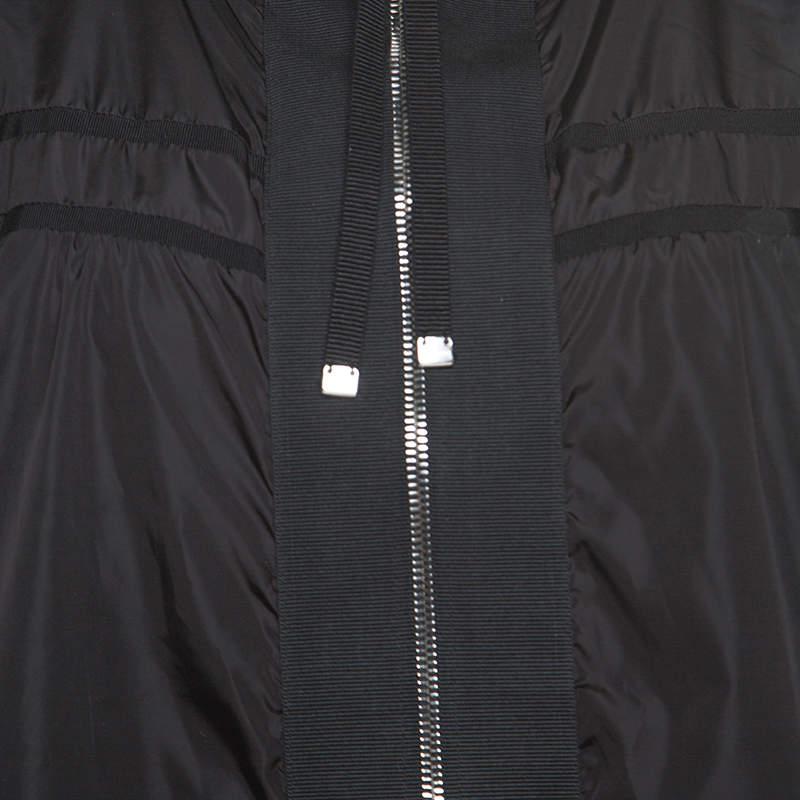 Moncler Black Grosgrain Trim Balloon Sleeve Hooded Jacket L商品第4张图片规格展示