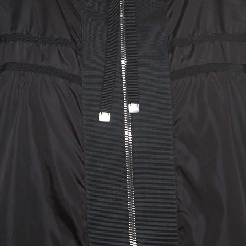 商品[二手商品] Moncler|Moncler Black Grosgrain Trim Balloon Sleeve Hooded Jacket L,价格¥1259,第4张图片详细描述