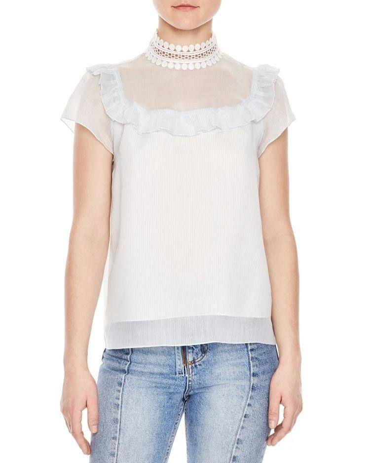 商品Sandro|Trueblue Lace-Collar Top,价格¥936,第1张图片