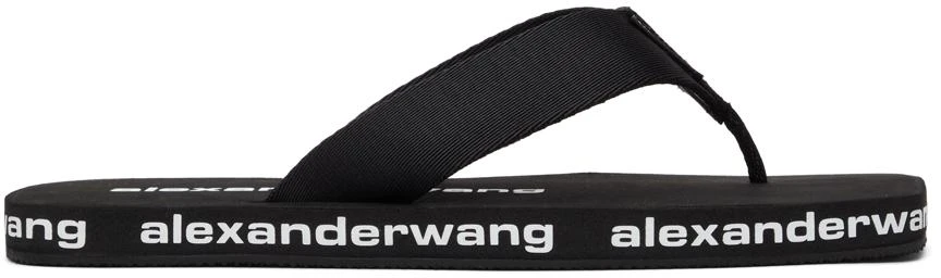 商品Alexander Wang|Black AW Nylon Logo Flat Sandals,价格¥667,第1张图片
