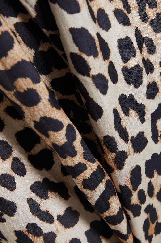 商品Ganni|Pleated leopard-print cotton and silk-blend voile dress,价格¥609,第2张图片详细描述