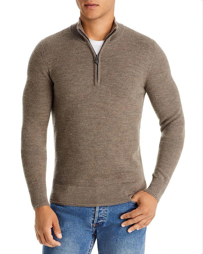 商品The Men's Store at Bloomingdale's|Waffled Merino Wool Half Zip Sweater,价格¥329,第1张图片