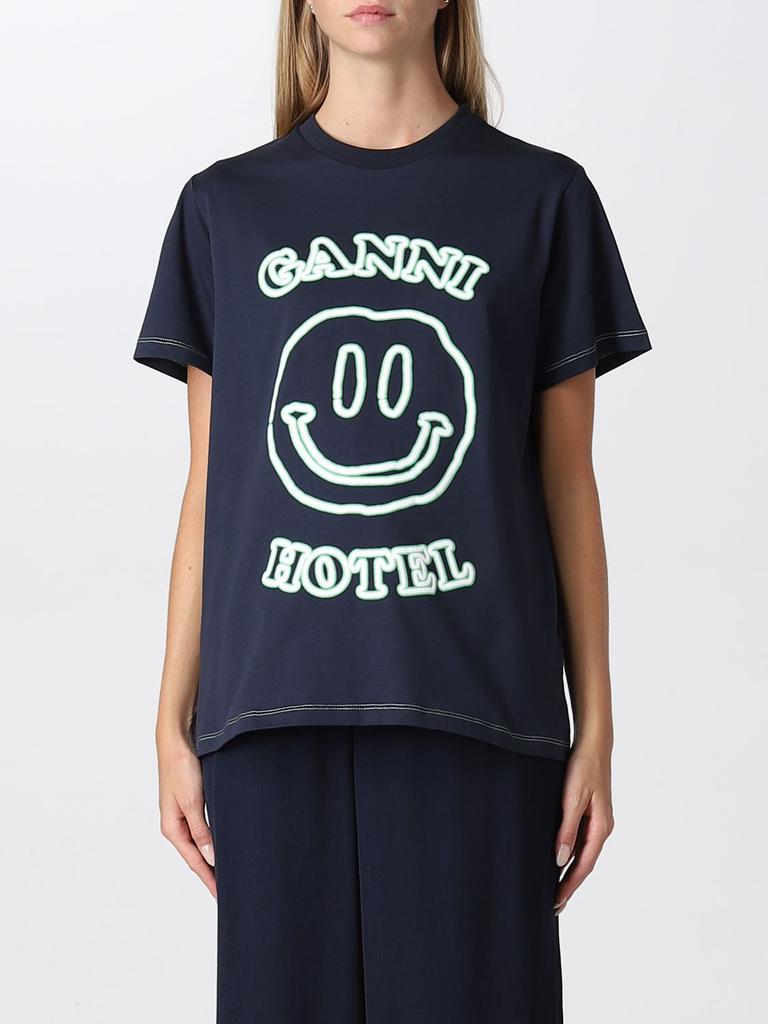 Ganni cotton t-shirt with Smile print商品第1张图片规格展示
