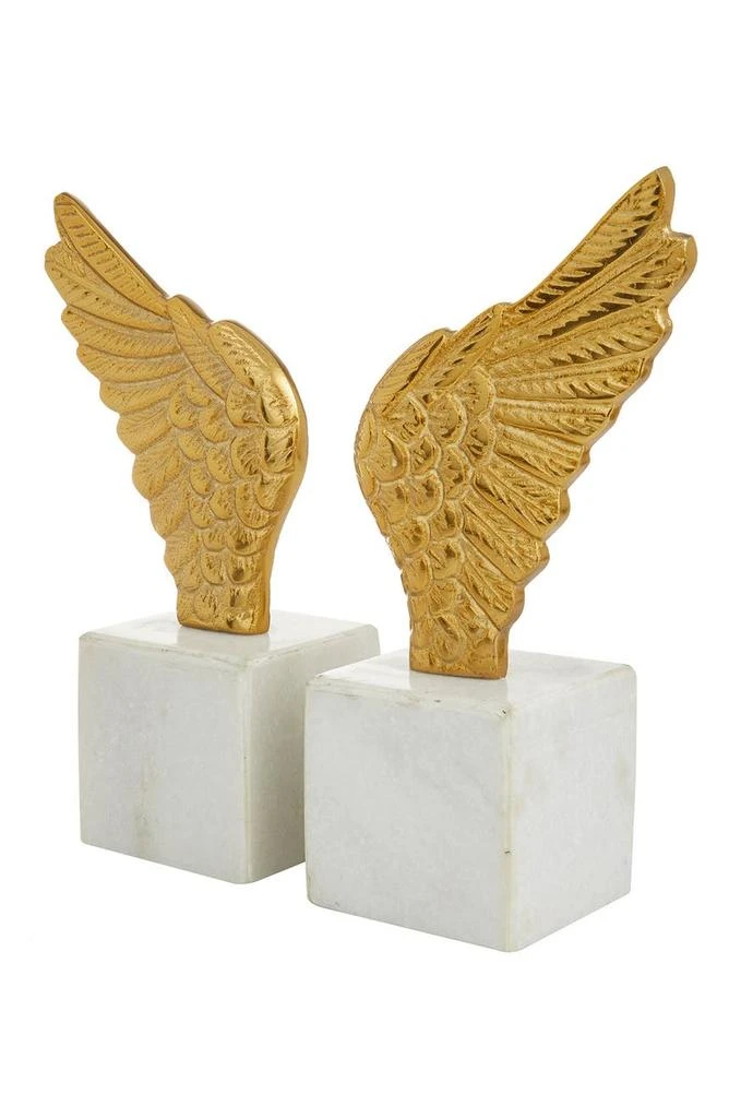 商品VIVIAN LUNE HOME|Goldtone Aluminum Bird Wings Bookend with Marble Base - Set of 2,价格¥411,第2张图片详细描述