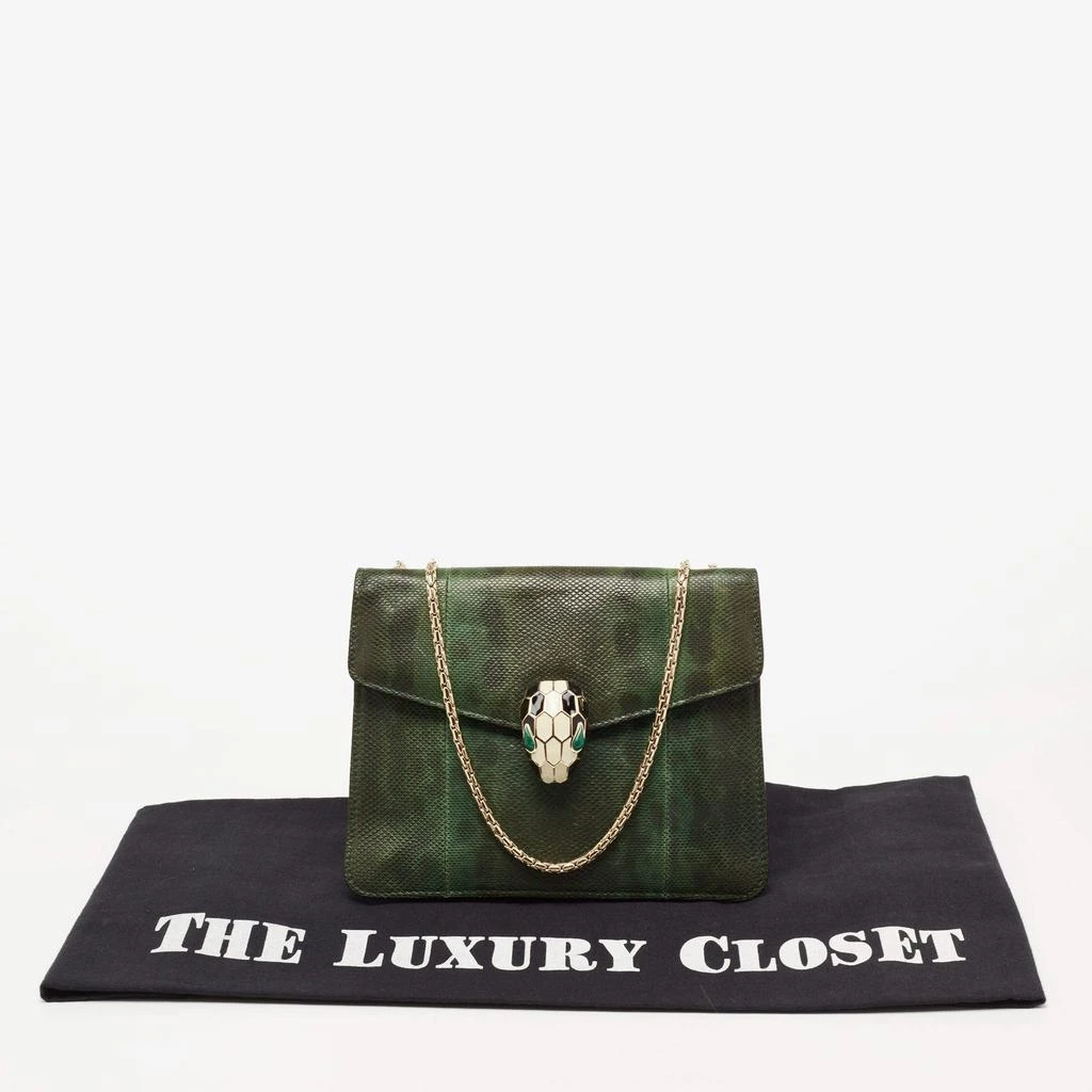 Bvlgari Green/Black Karung Serpenti Forever Shoulder Bag 商品