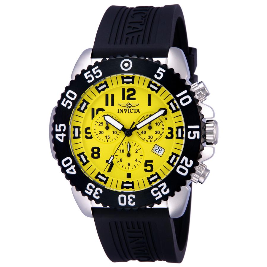 Invicta Pro Diver Chronograph Quartz Yellow Dial Mens Watch 10357商品第1张图片规格展示