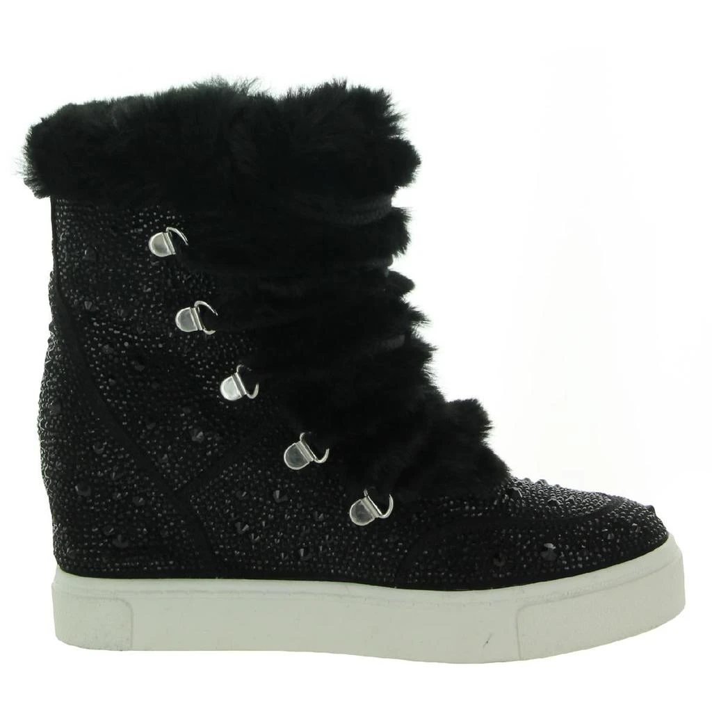 商品Steve Madden|Steve Madden Womens Becoming Rhinestone Faux Fur Lined Ankle Boots,价格¥85,第4张图片详细描述