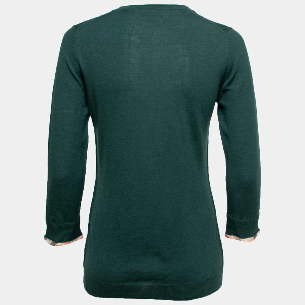 商品[二手商品] Burberry|Burberry Brit Green Merino Wool Nova Check Cuff Detail Sweater S,价格¥907,第2张图片详细描述