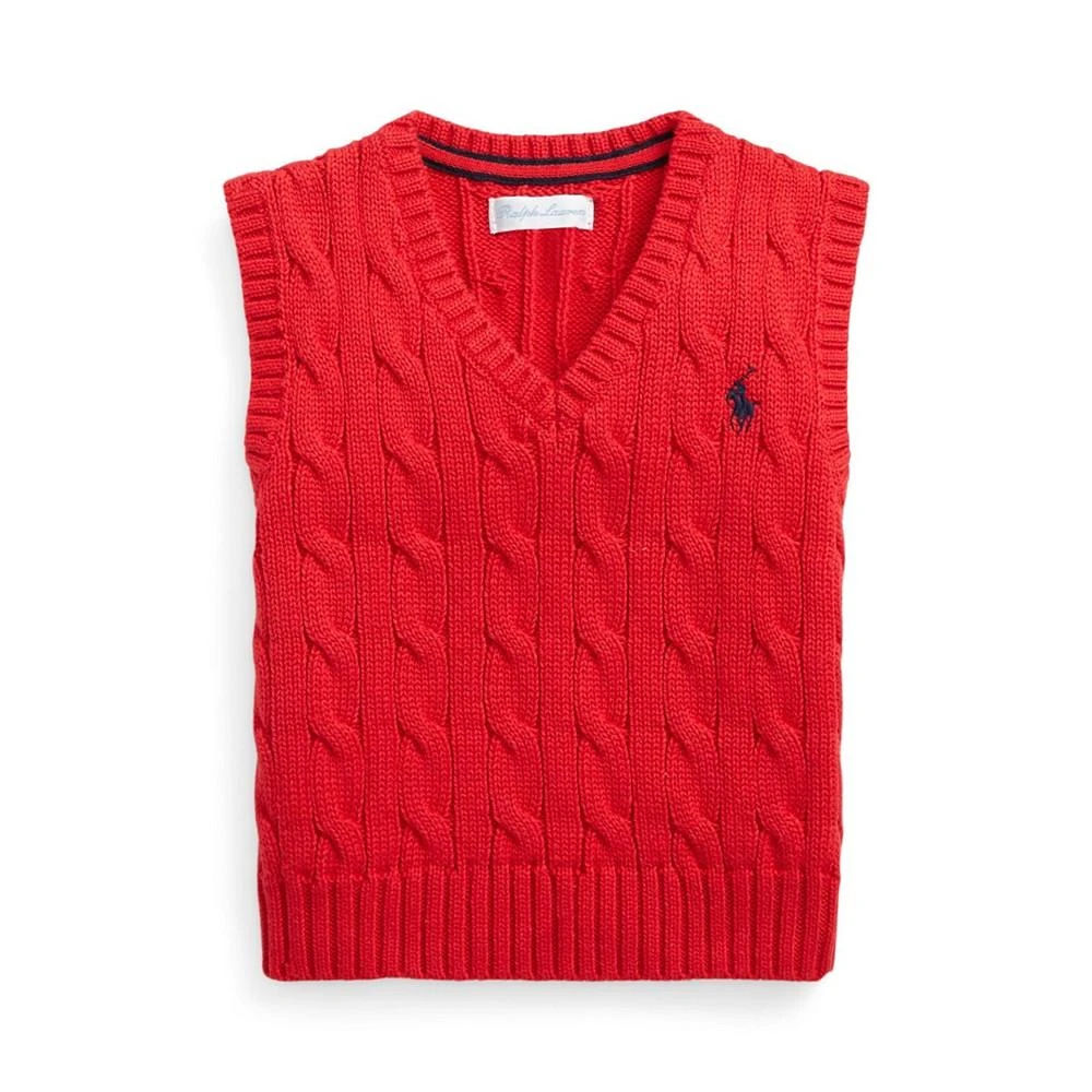 商品Ralph Lauren|Baby Boys Cable Knit V-neck Sweater Vest,价格¥338,第1张图片详细描述