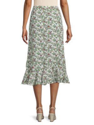 商品Max Studio|Floral Ruffle Midi Skirt,价格¥147-¥221,第4张图片详细描述