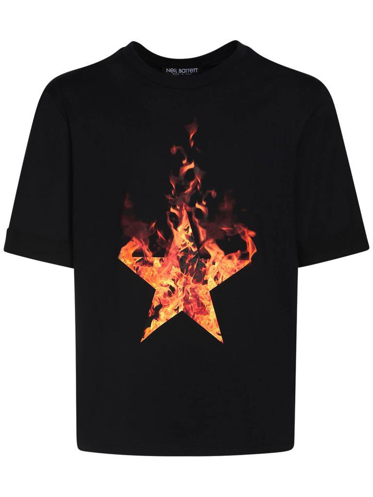 商品Neil Barrett|Fired Star Print Cotton Jersey T-shirt,价格¥1410,第1张图片
