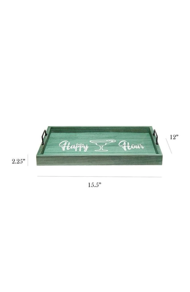 商品LALIA HOME|Decorative Wood Serving Tray with Handles - 15.5" x 12" - "Happy Hour",价格¥203,第3张图片详细描述