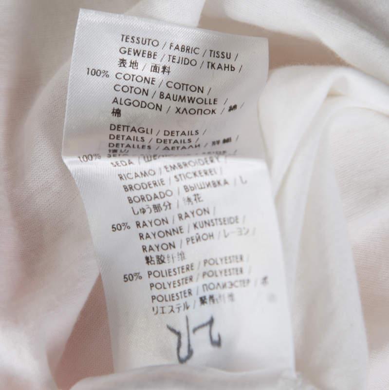 Alexander McQueen White Cotton Floral Embroidered Silk Sleeve Detail Oversized T-Shirt S商品第7张图片规格展示
