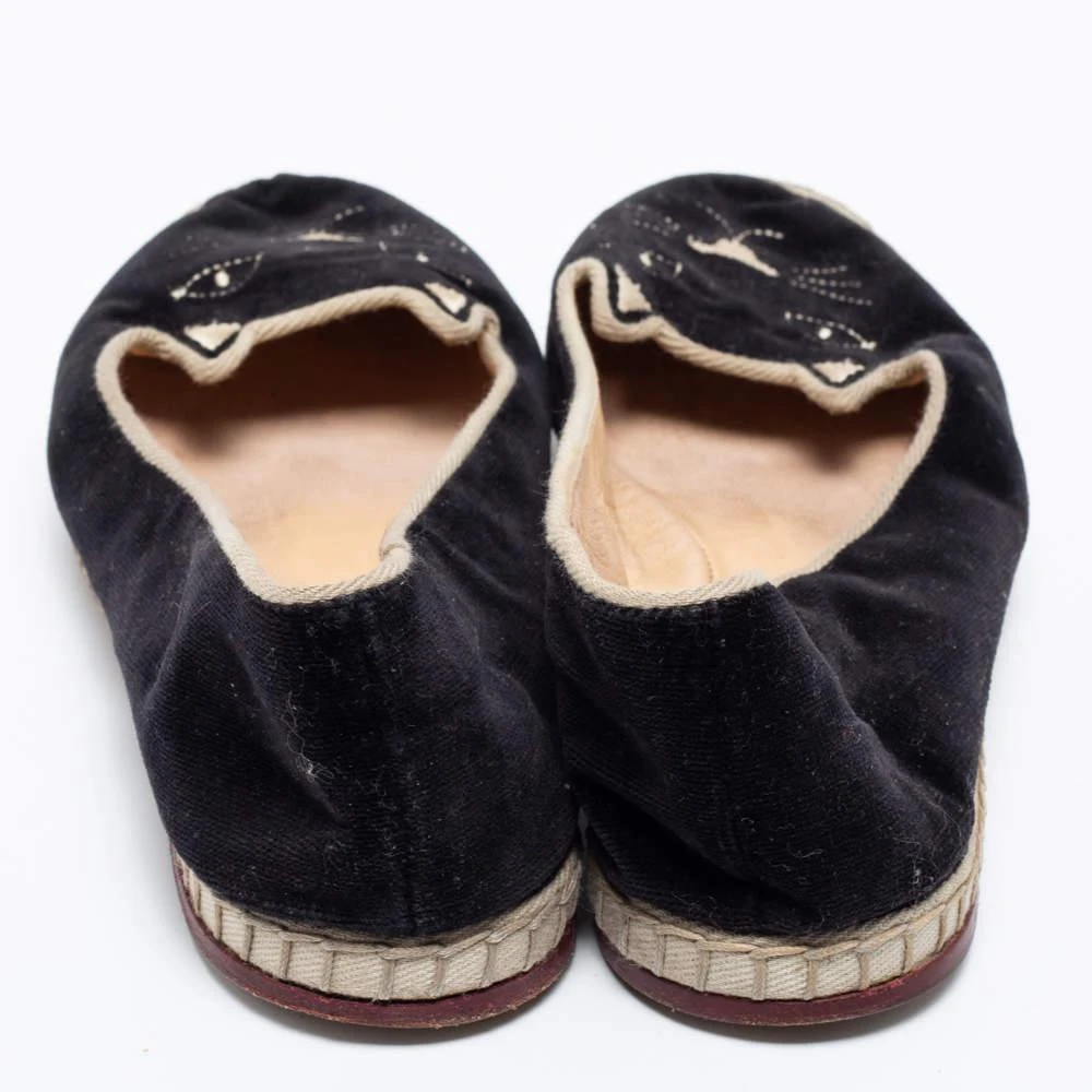 商品[二手商品] Charlotte Olympia|Charlotte Olympia Black Velvet Kitty Slip On Flats Size 38,价格¥1215,第5张图片详细描述