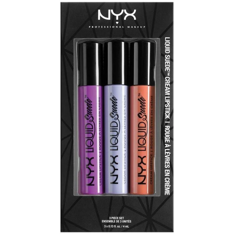 商品NYX Professional Makeup|丝绒哑光液体唇膏3支装 - 亮紫,浅灰,裸色,价格¥58,第2张图片详细描述