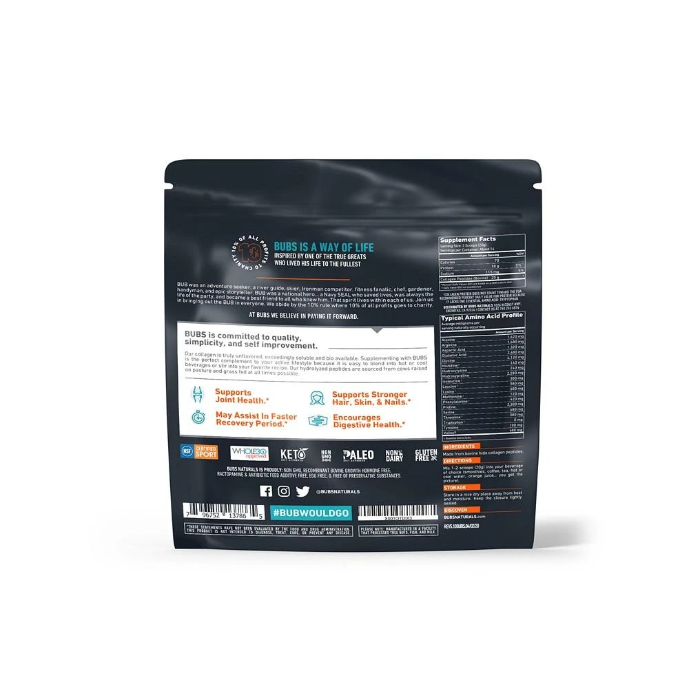 商品BUBS Naturals|Collagen Protein 10oz.,价格¥201,第2张图片详细描述