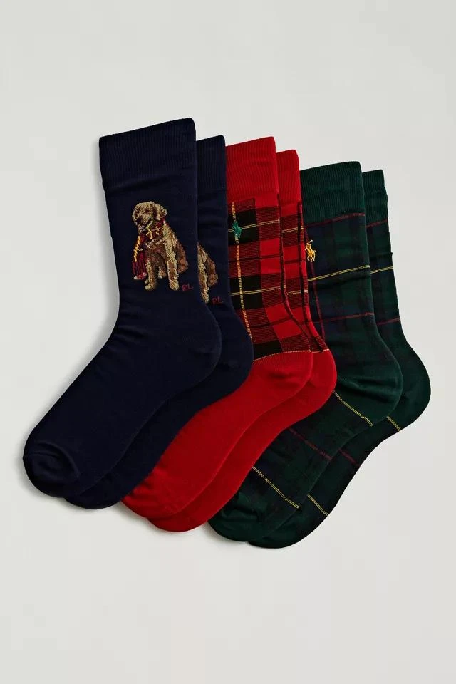 商品Ralph Lauren|Polo Ralph Lauren Plaid Dog Sock 3-Pack Gift Box,价格¥318,第2张图片详细描述