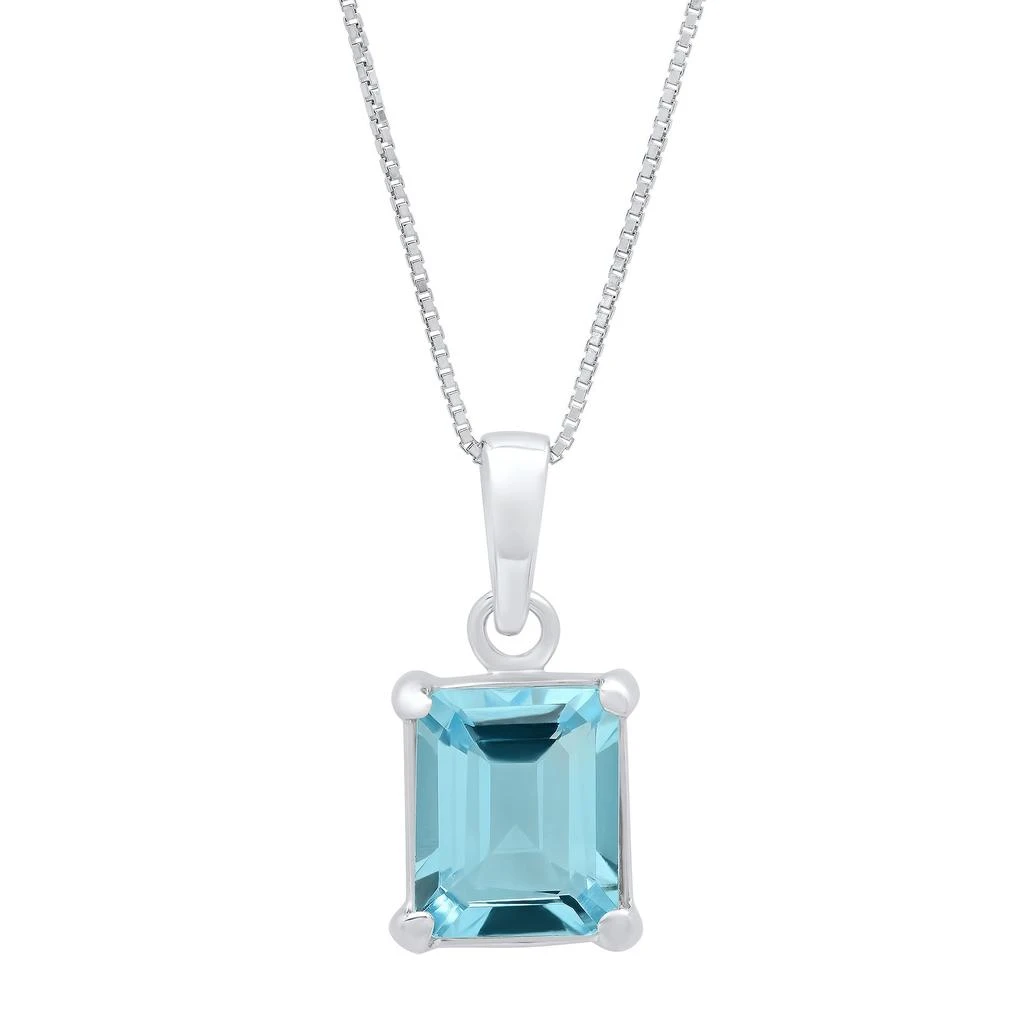 商品MAXCOLOR|Sterling Silver 8x10 Emerald Cut Gemstone Pendant,价格¥396,第2张图片详细描述